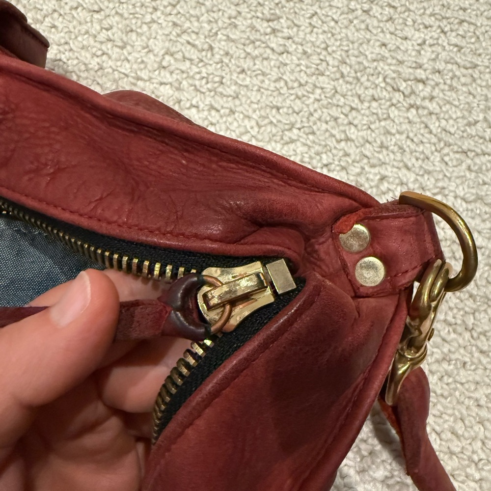 Clare V Deep Red Leather Messenger Bag - Picture 5 of 9